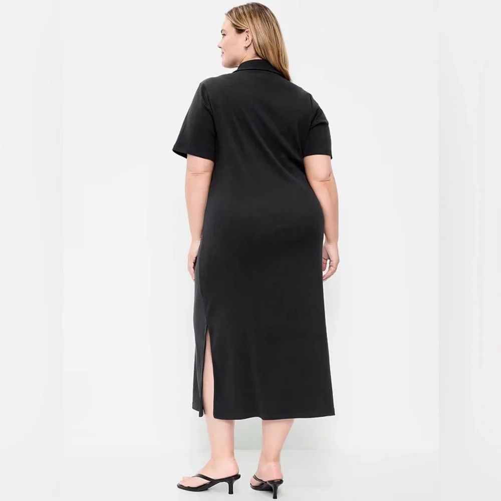 NEW! Old Navy Black Short-Sleeve Polo Midi Dress - Size XS TALL  🪗